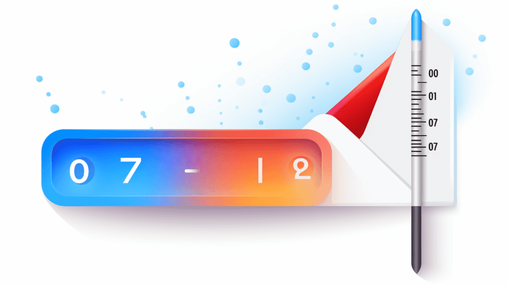 Thermometer indicating moderate temperature next to an email icon, representing a warm approach rather than a cold one.